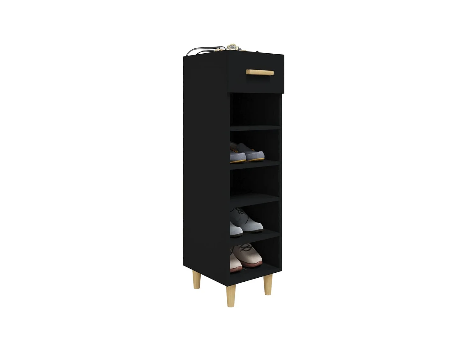 Schuhschrank Schwarz 30x35x105 cm Holzwerkstoff