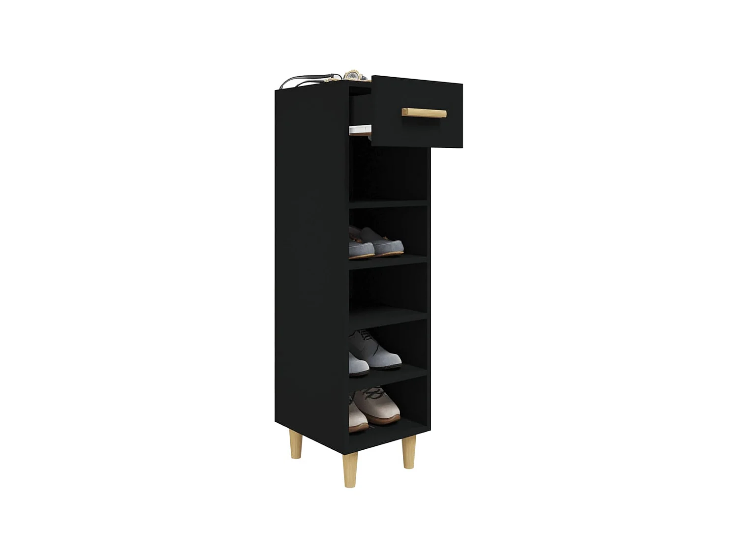 Schuhschrank Schwarz 30x35x105 cm Holzwerkstoff