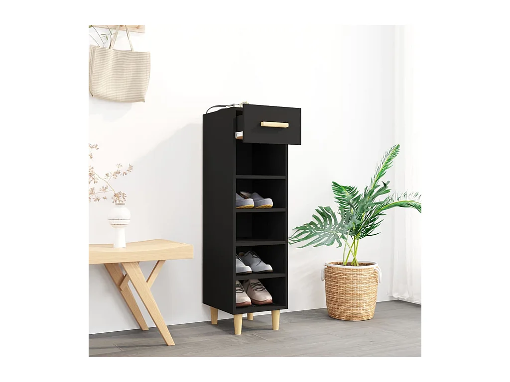 Schuhschrank Schwarz 30x35x105 cm Holzwerkstoff