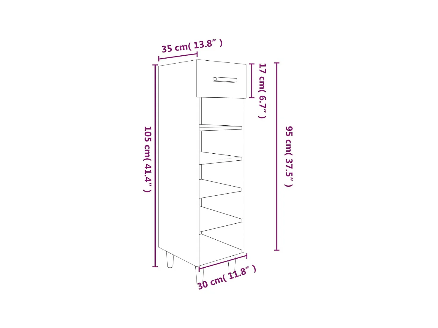 Schuhschrank Schwarz 30x35x105 cm Holzwerkstoff