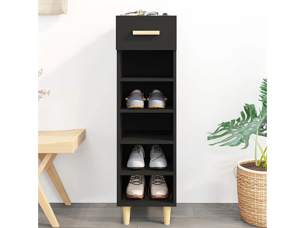 Armoire à chaussures Noir 30x35x105 cm Bois d'ingénierie