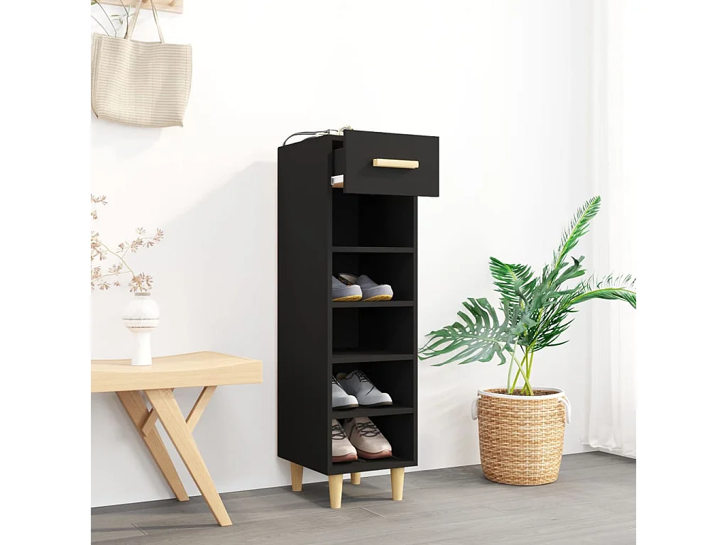 Armoire à chaussures Noir 30x35x105 cm Bois d'ingénierie