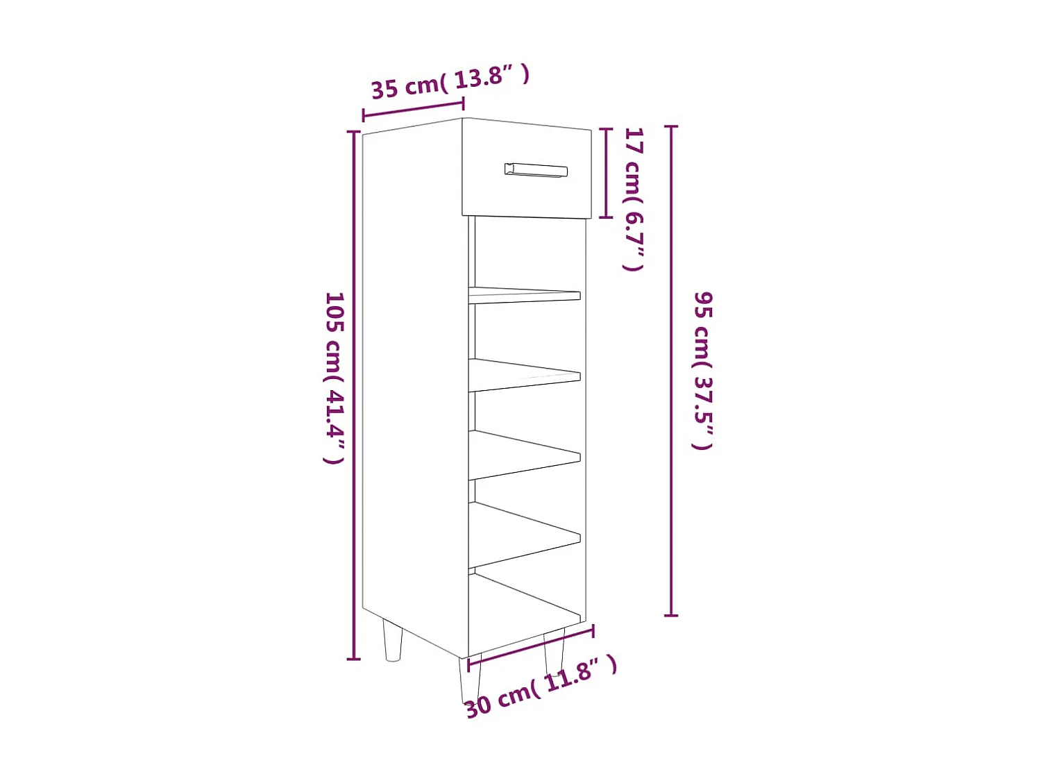 Armoire à chaussures Noir 30x35x105 cm Bois d'ingénierie