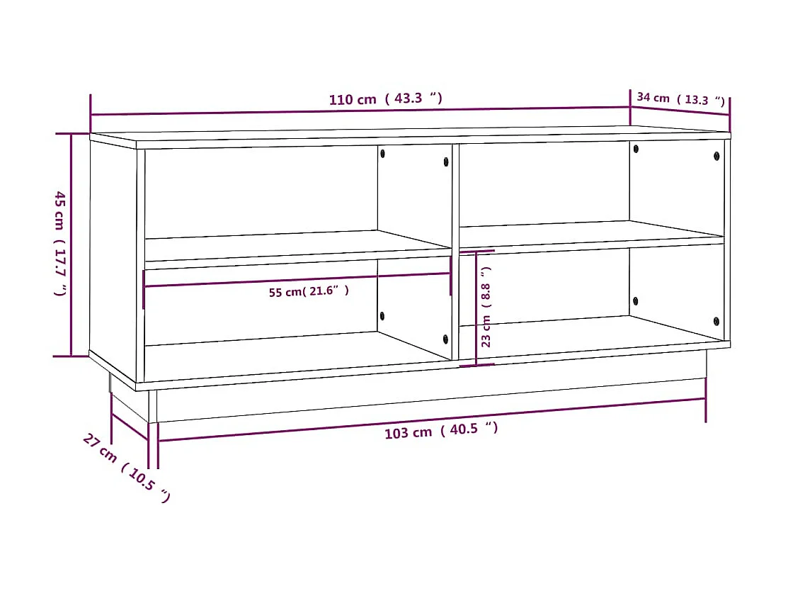 Armoire à chaussures Blanc 110x34x45 cm Bois de pin massif