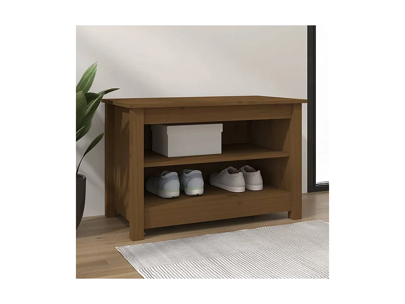 Panca per scarpe Marrone miele 70x38x45,5 cm Pino massiccio