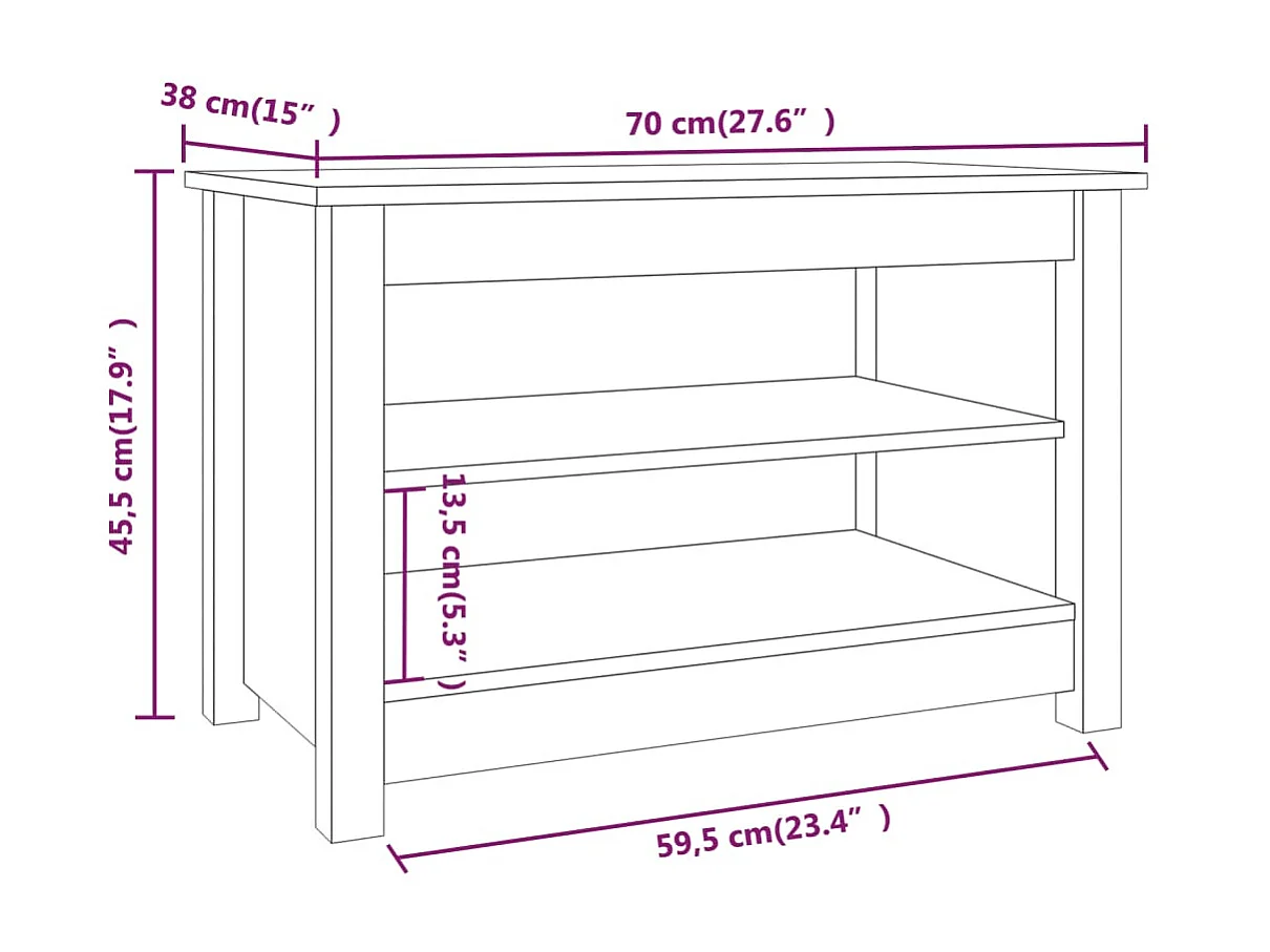 Schuhbank Honigbraun 70x38x45,5 cm Massive Kiefer