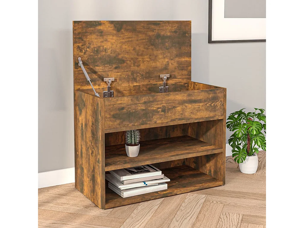 Banc à chaussures Chêne fumé 60x30x45 cm Bois d'ingénierie