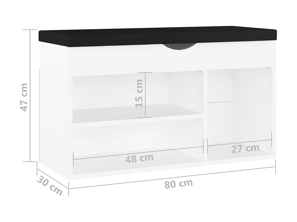 Banco de sapatos com almofada Branco 80x30x47 cm Aglomerado