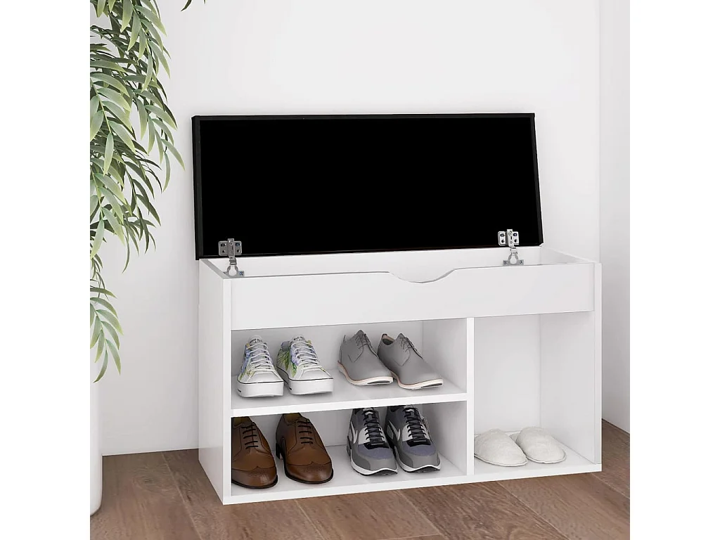 Banc à chaussures avec coussin Blanc 80x30x47 cm Aggloméré