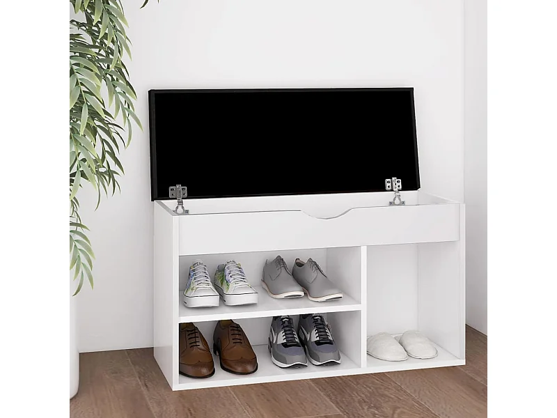 Banc à chaussures avec coussin Blanc 80x30x47 cm Aggloméré