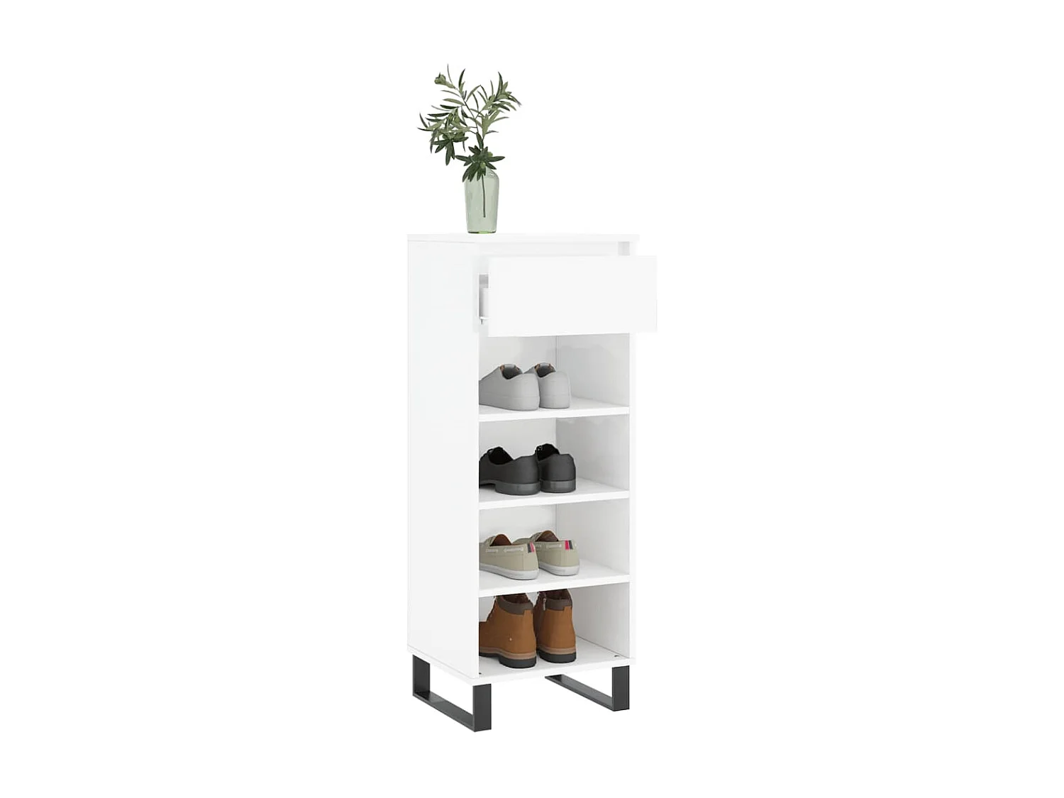 Armoire à chaussures Blanc brillant 40x36x105cm Bois ingénierie