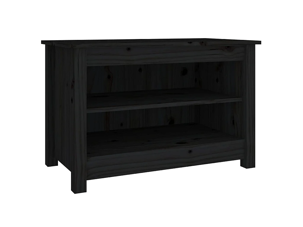 Banco para sapatos Preto 70x38x45,5 cm Madeira maciça de pinho