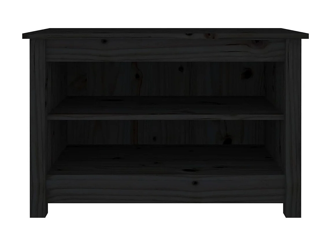 Banc à chaussures Noir 70x38x45,5 cm Bois de pin massif