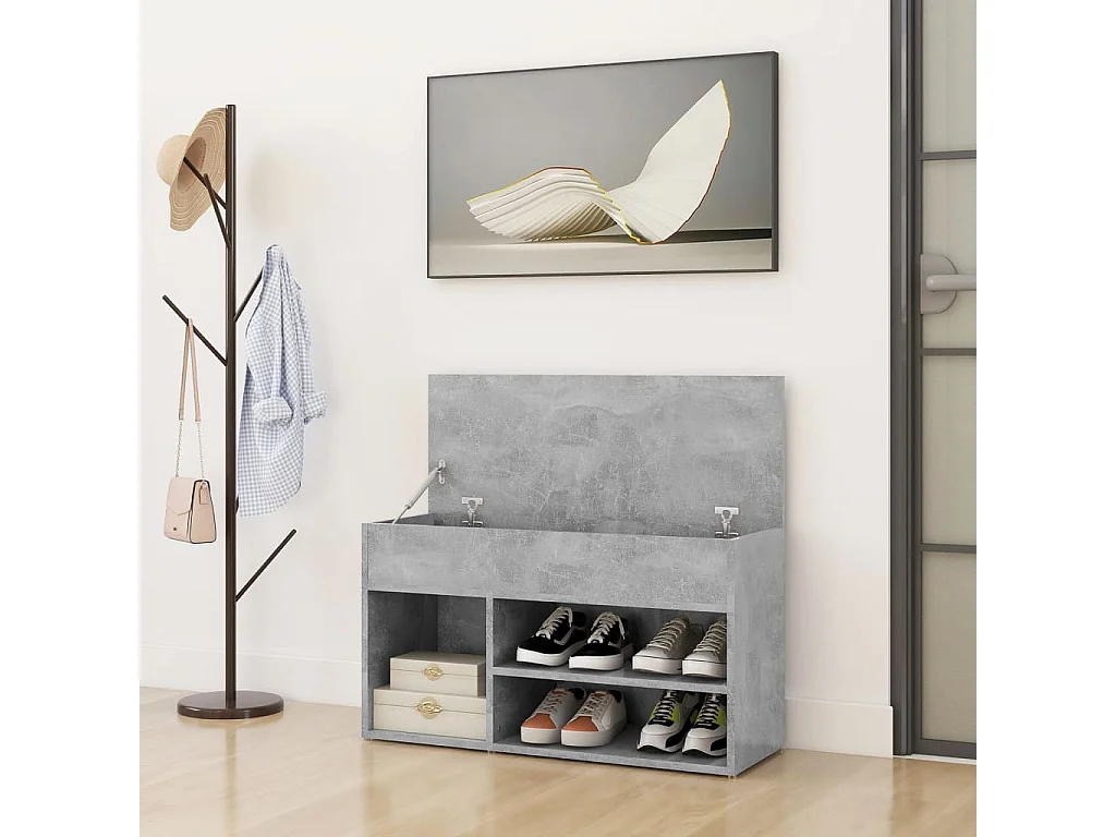 Banc à chaussures Gris béton 80x30x45 cm Aggloméré