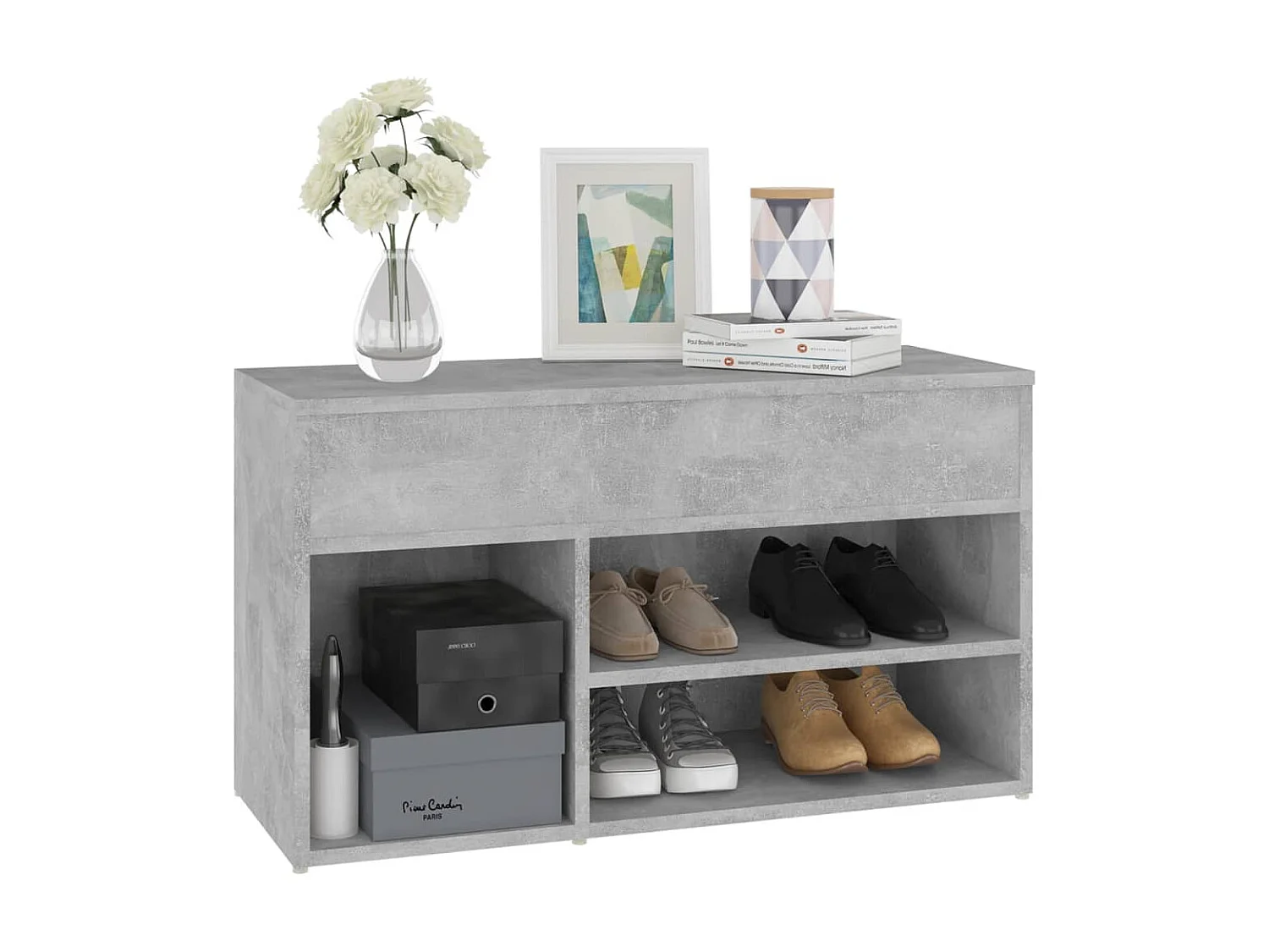 Banc à chaussures Gris béton 80x30x45 cm Aggloméré