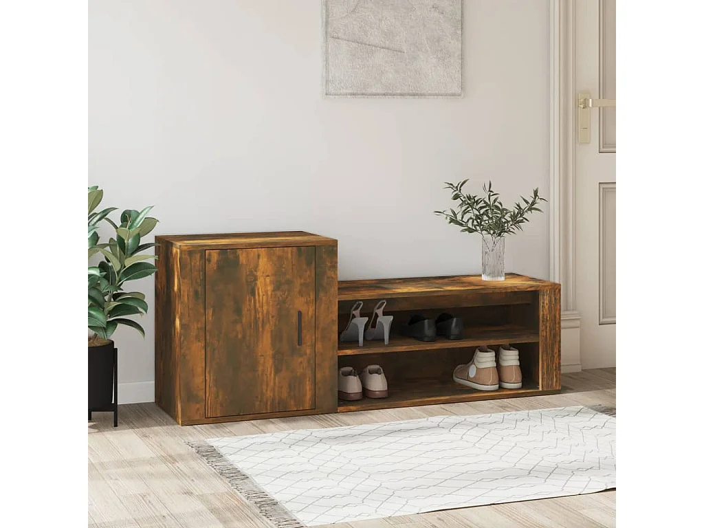 Armoire à chaussures Chêne fumé 130x35x54 cm Bois d'ingénierie