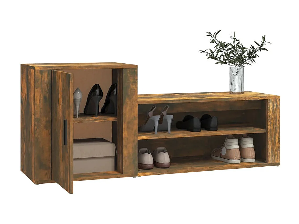 Armoire à chaussures Chêne fumé 130x35x54 cm Bois d'ingénierie