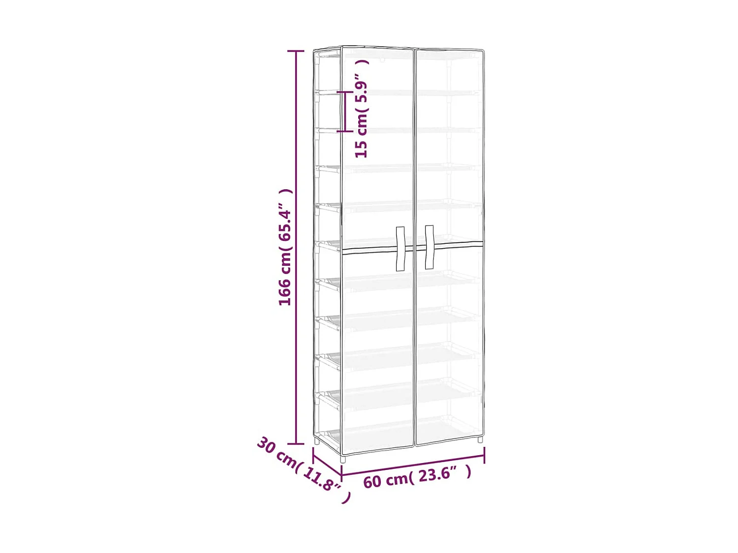 Sapateira bege 60x30x166 cm Tecido