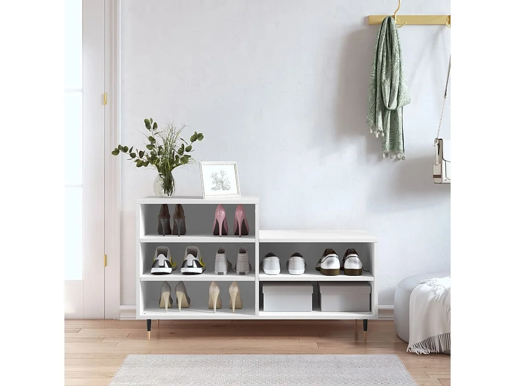 Armoire à chaussures Blanc 102x36x60 cm Bois d'ingénierie