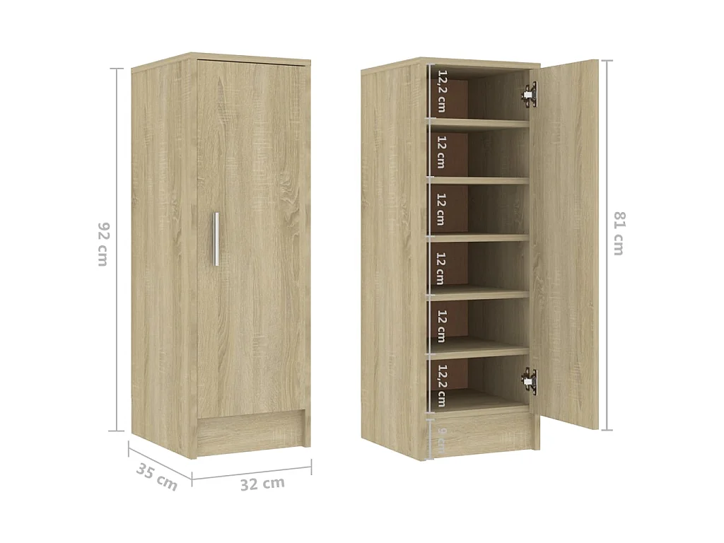 Armoire à chaussures Chêne Sonoma 32x35x92 cm Aggloméré
