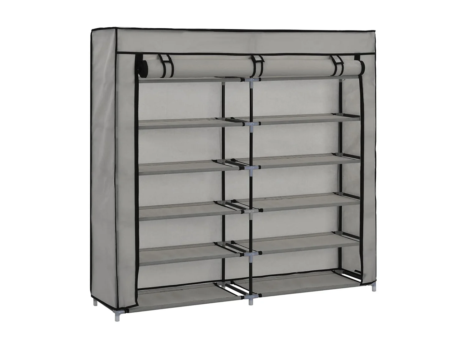 Armoire à chaussures avec housse Gris 115x28x110 cm Tissu