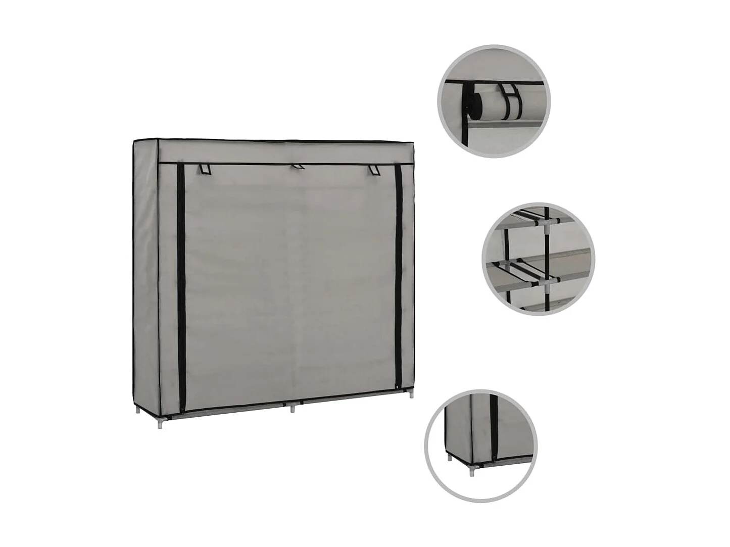 Armoire à chaussures avec housse Gris 115x28x110 cm Tissu