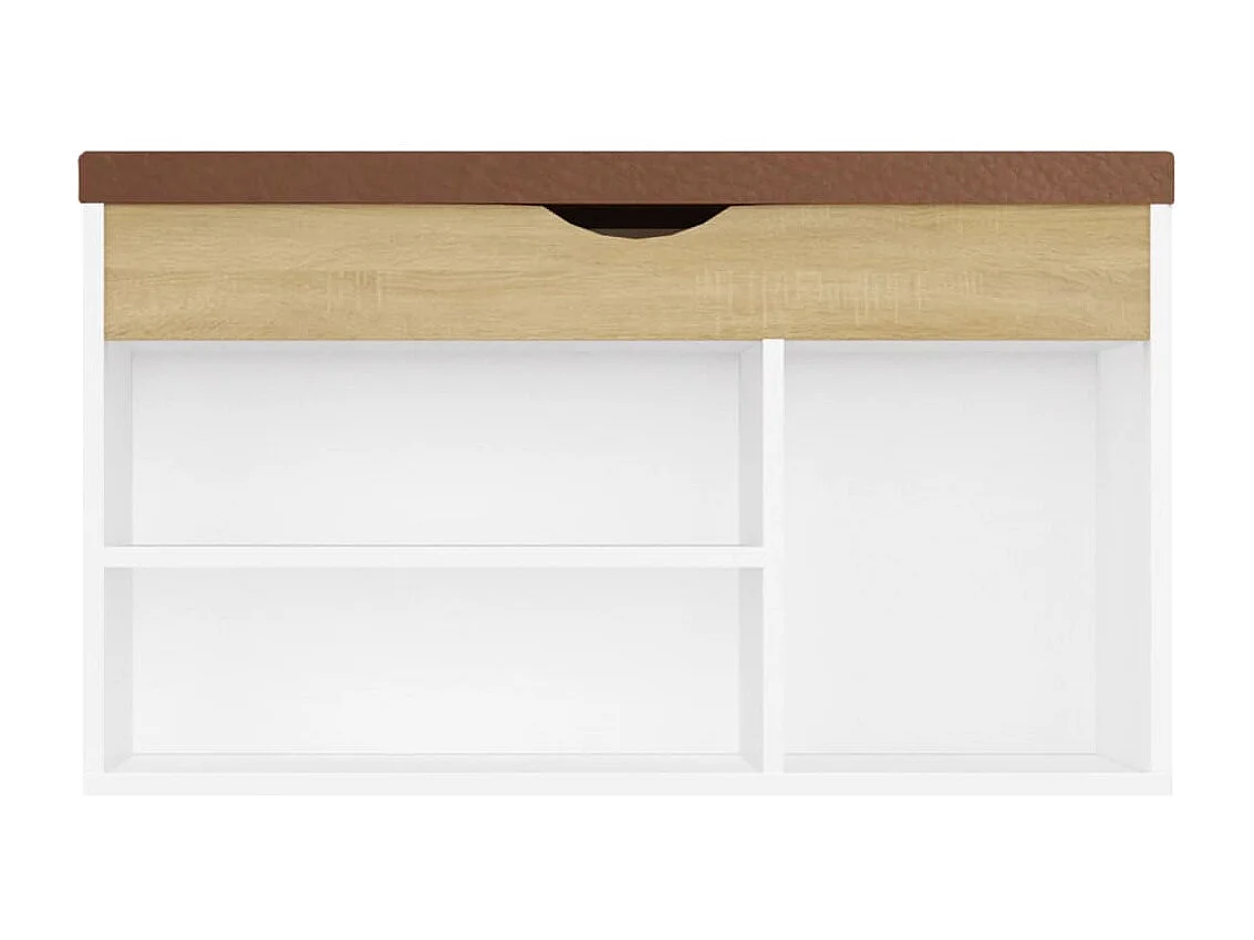 Banc à chaussures coussin Blanc et chêne 80x30x47 cm Aggloméré