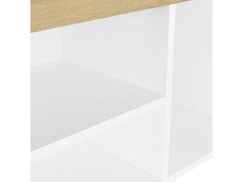 Banc à chaussures coussin Blanc et chêne 80x30x47 cm Aggloméré