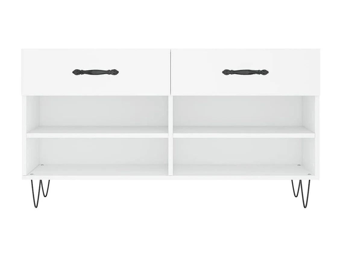 Banco de sapatos branco 102x35x55 cm madeira trabalhada