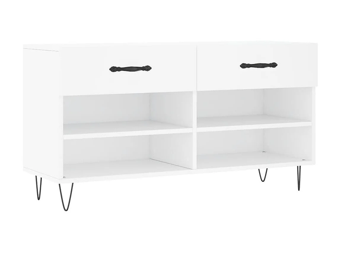 Banc à chaussures blanc 102x35x55 cm bois d'ingénierie
