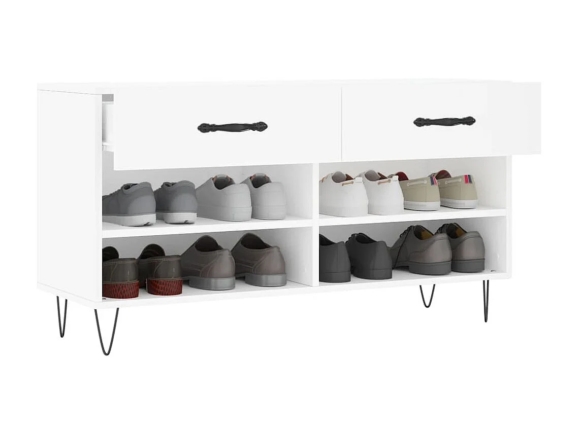 Banc à chaussures blanc 102x35x55 cm bois d'ingénierie
