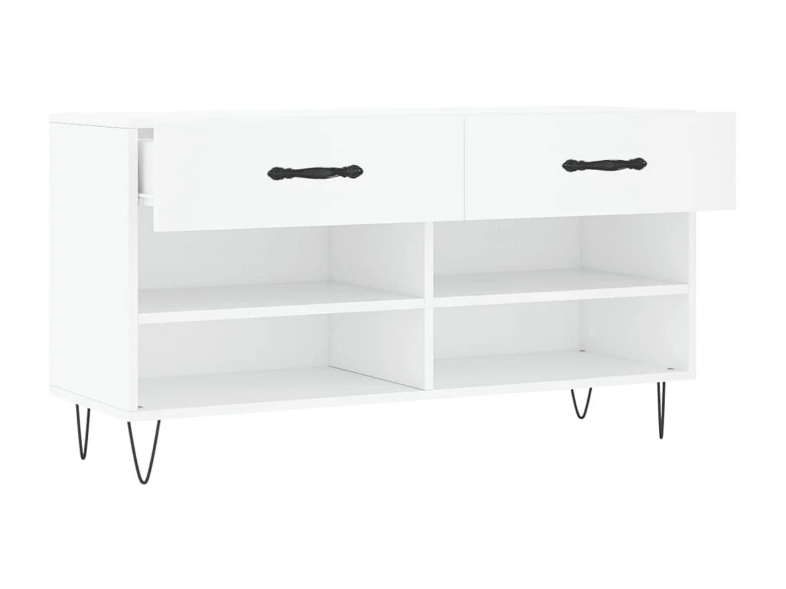Banc à chaussures blanc 102x35x55 cm bois d'ingénierie