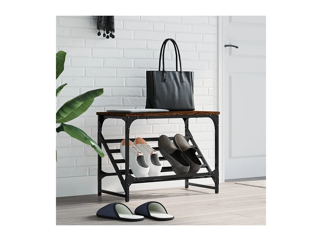 étagère à chaussures chêne marron 60x30x45 cm bois d'ingénierie