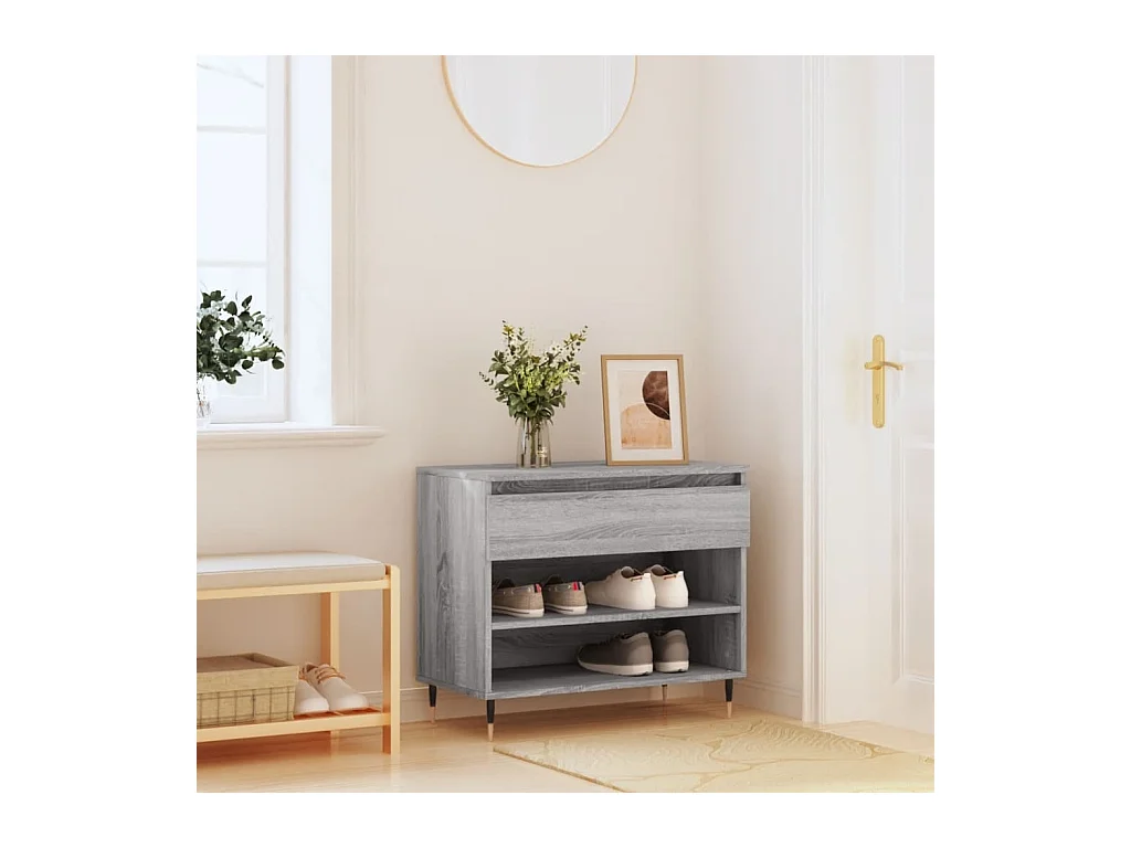 Armoire à chaussures Sonoma gris 70x36x60 cm Bois d'ingénierie