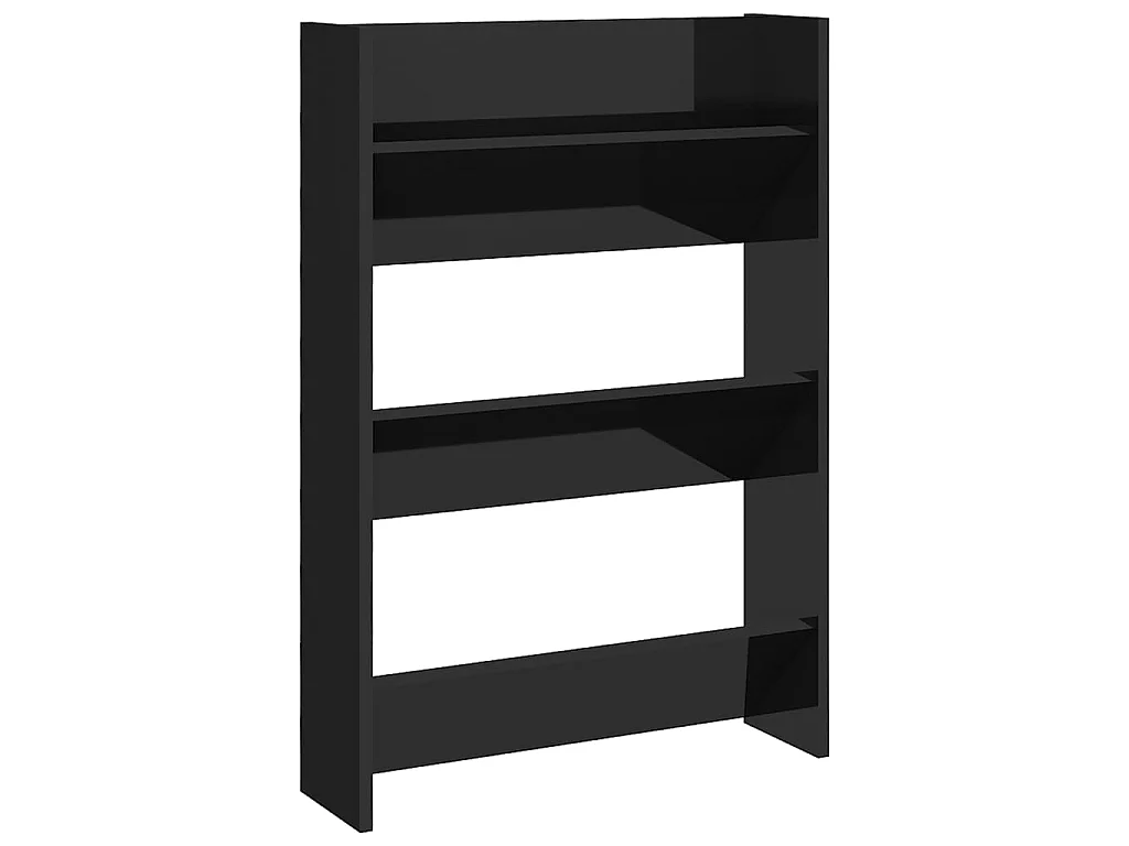 Armoire à chaussures murale Noir brillant 60x18x90 cm Aggloméré