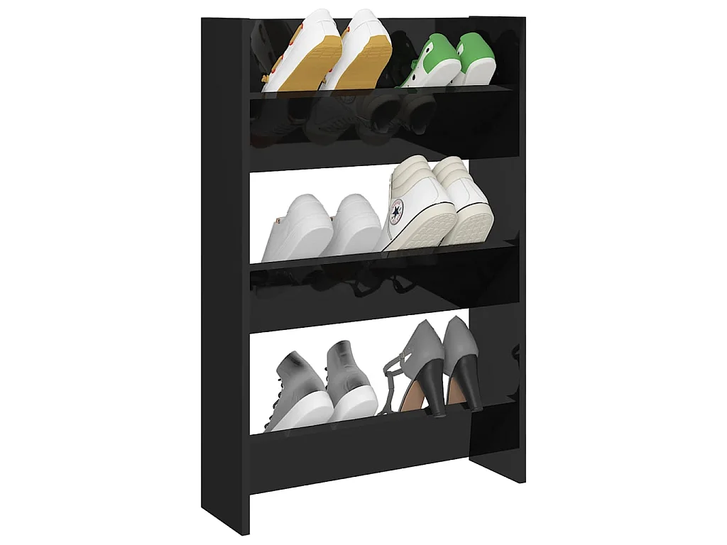 Armoire à chaussures murale Noir brillant 60x18x90 cm Aggloméré