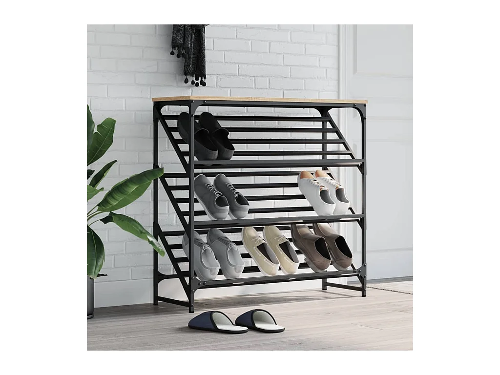 étagère à chaussures chêne sonoma 90x30x85 cm bois d'ingénierie