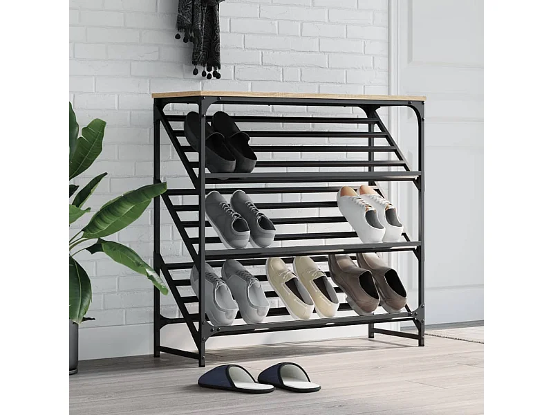 étagère à chaussures chêne sonoma 90x30x85 cm bois d'ingénierie