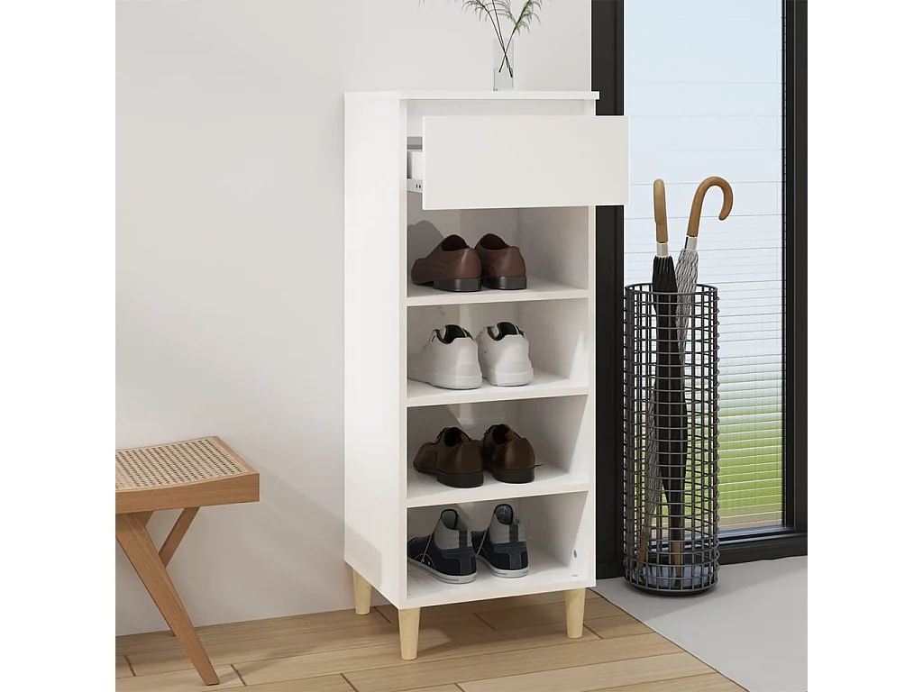 Scarpiera Bianco lucido 40x36x105 cm MDF