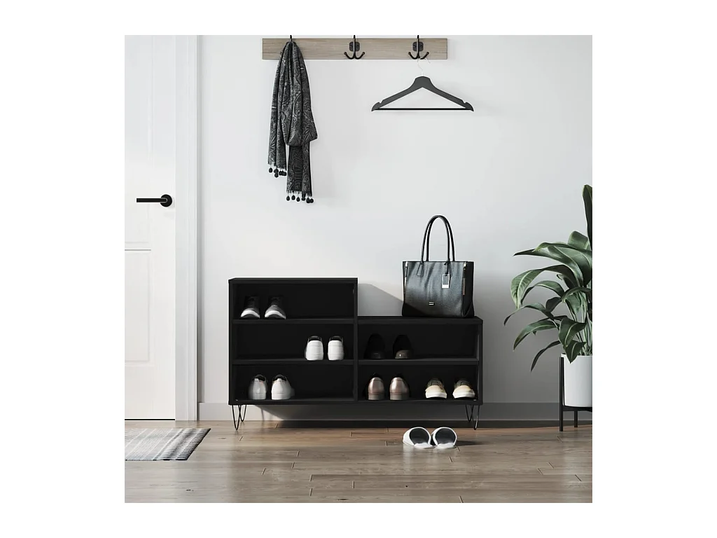Schuhschrank Schwarz 102x36x60 cm Holzwerkstoff