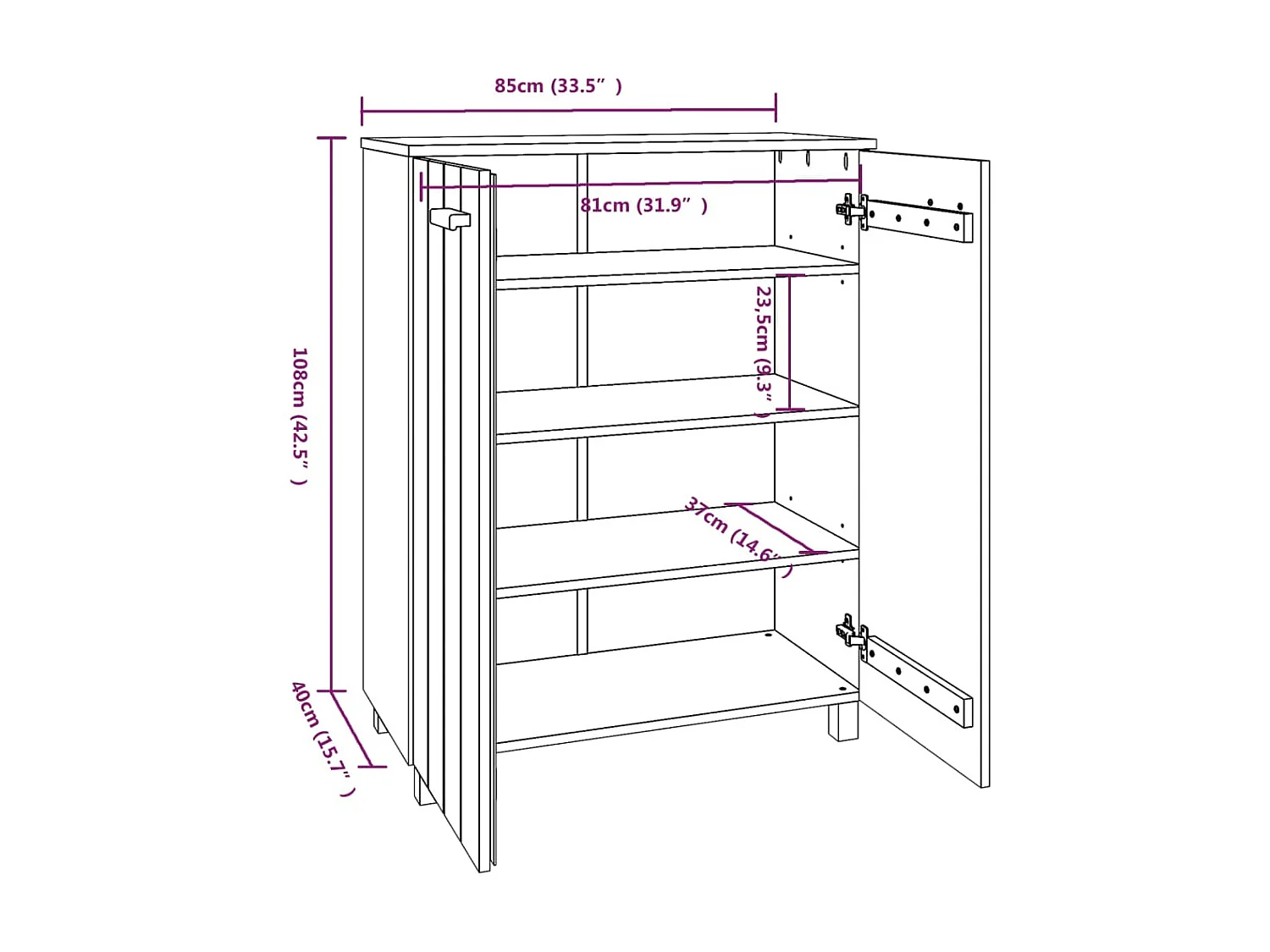 Armoire à chaussures HAMAR Blanc 85x40x108 cm Bois de pin