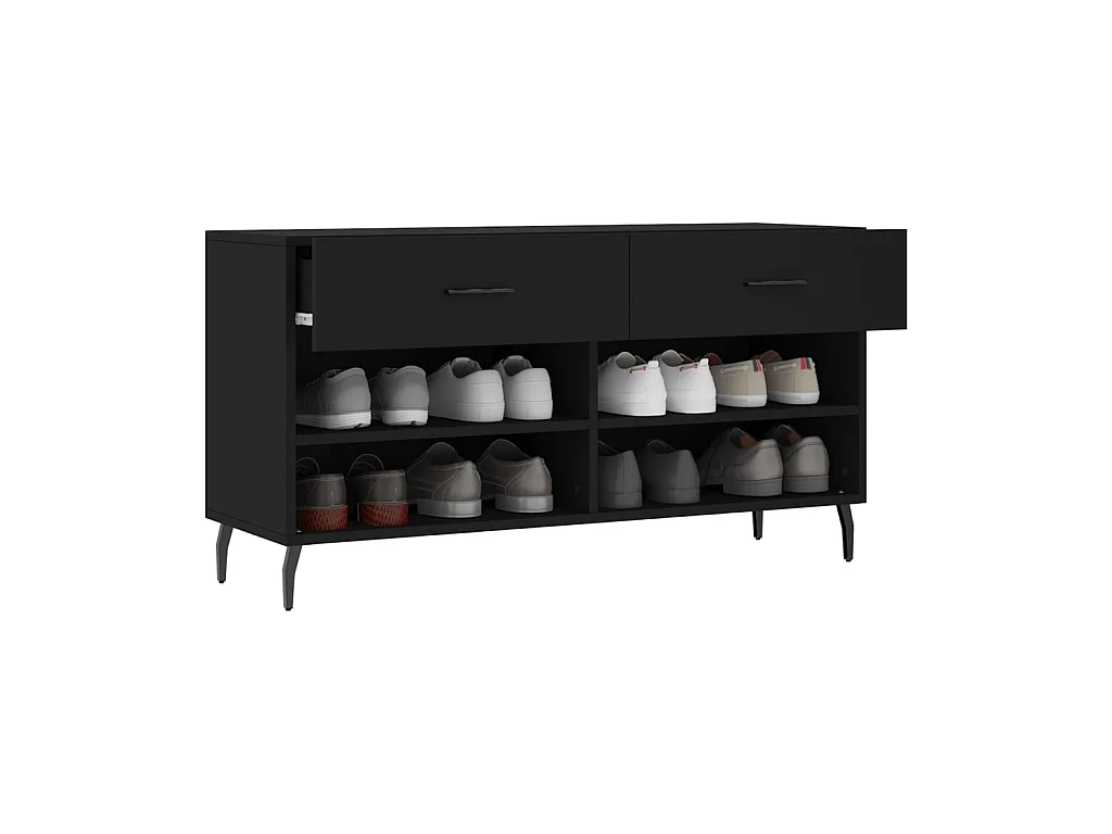 Schwarze Schuhbank 102x35x55 cm aus Holzwerkstoff