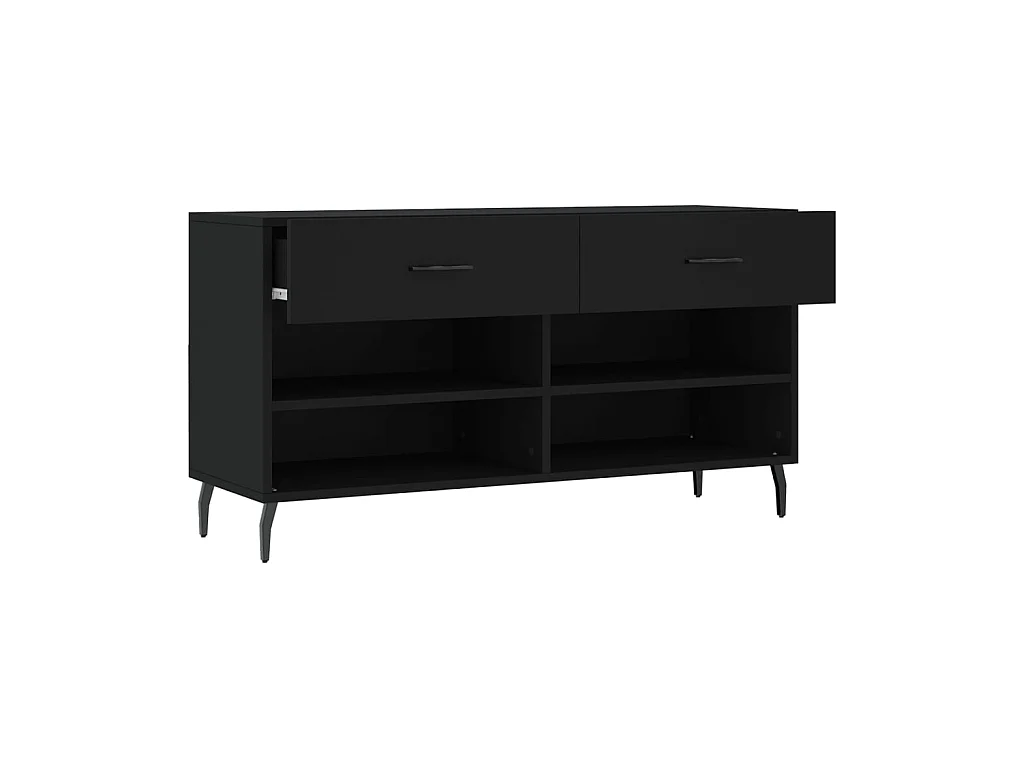 Schwarze Schuhbank 102x35x55 cm aus Holzwerkstoff