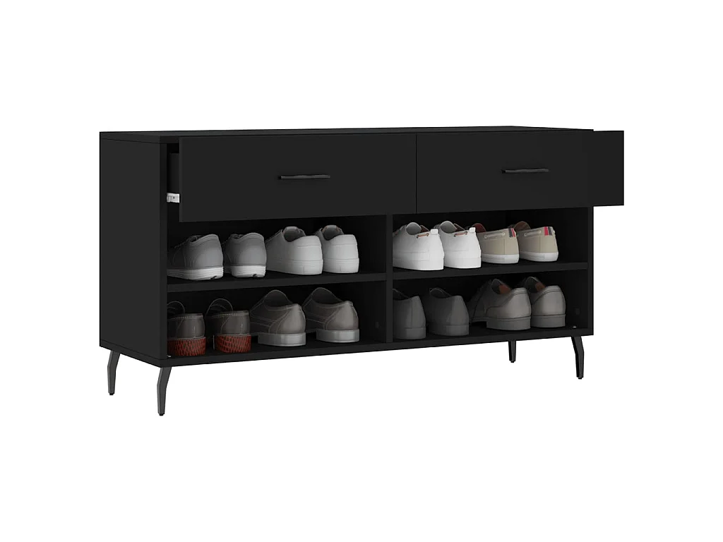 Zwarte schoenenbank 102x35x55 cm samengesteld hout