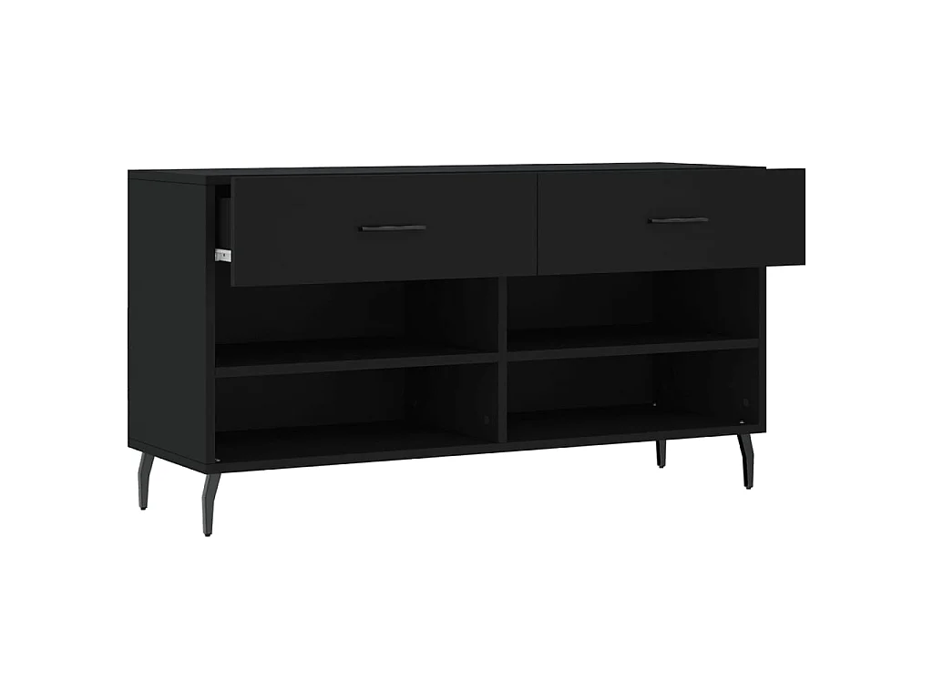 Zwarte schoenenbank 102x35x55 cm samengesteld hout