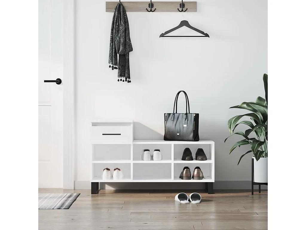 Zapatero Blanco brillo 102x36x60 cm Madera contrachapada