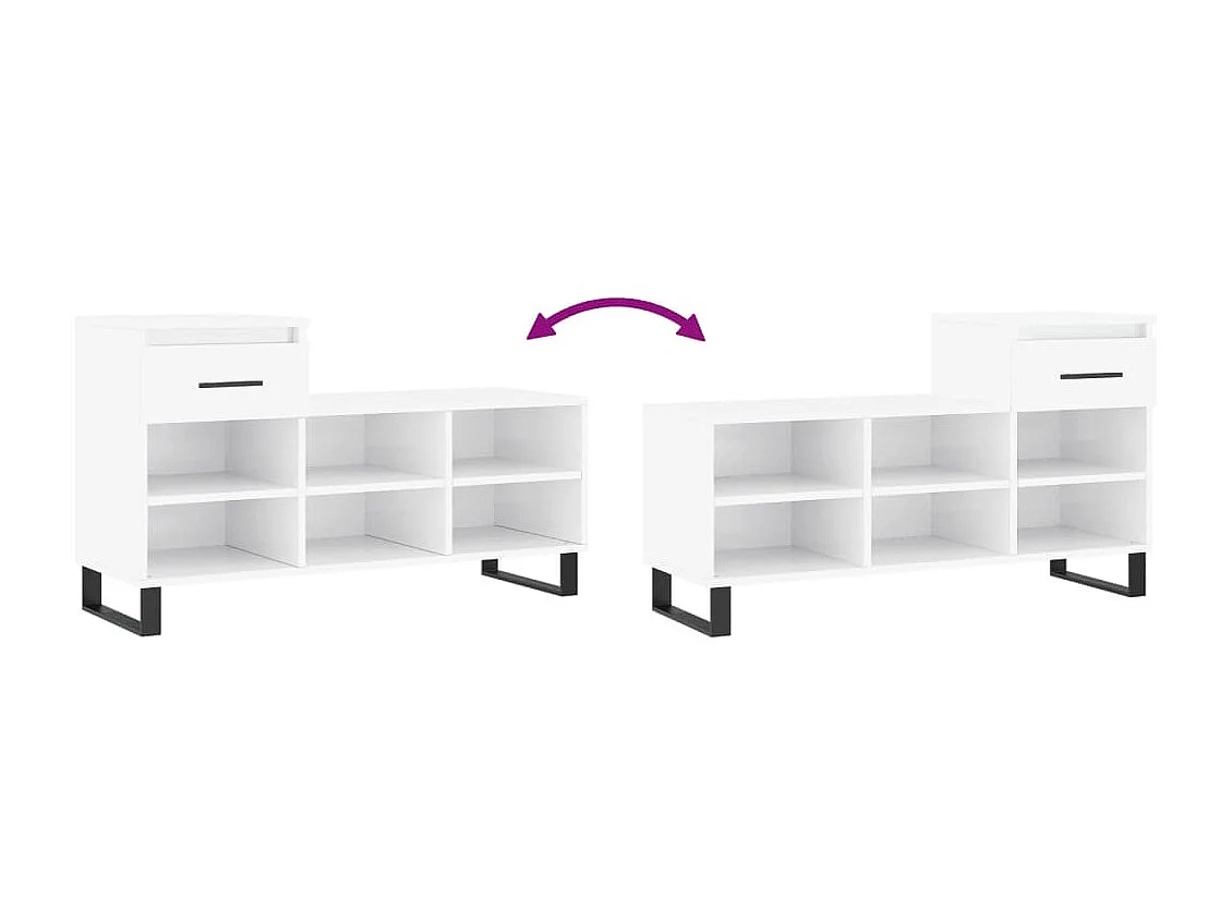 Zapatero Blanco brillo 102x36x60 cm Madera contrachapada