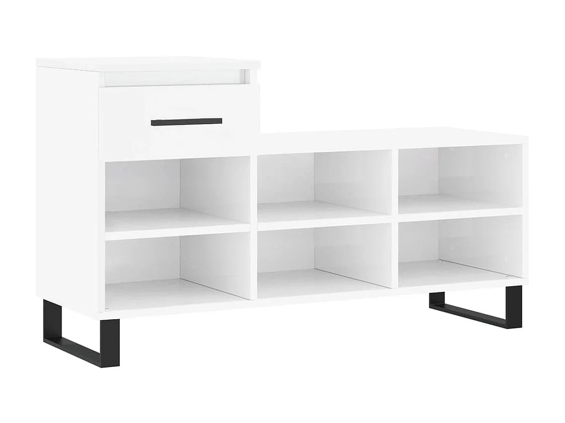 Sapateira branco brilhante 102x36x60 cm Madeira trabalhada