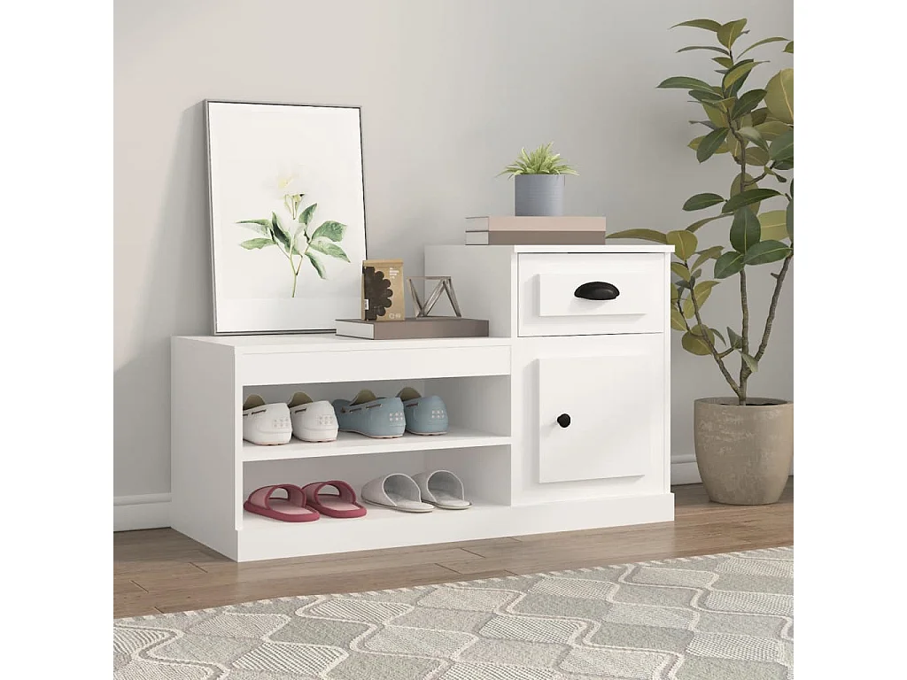 Armoire à chaussures blanc 100x42x60 cm bois d'ingénierie