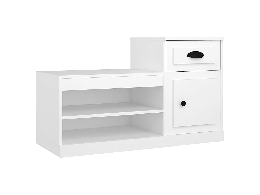 Sapateira branca 100x42x60 cm madeira trabalhada